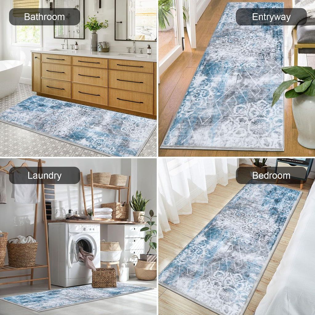 HEBE Hallway Runner Rug 2'x6', Washable Non Slip Kitchen Rug Runner