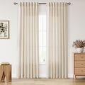 Nanspring Cream Beige Linen Curtains 84 Inches Long for Living Room Light Filtering Semi Sheer Curtain Back Tab Modern Farmhouse Decor Elegant Luxury Coastal Drapes for Bedroom Office 52x84,2 Panels