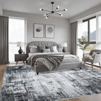 FXRHLP Area Rug Living Room: 4x6 Modern Washable Soft Carpet Dark Black