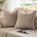 decorUhome Oatmeal Chenille Euro Sham Throw Pillow Covers 22x22 Set of 2 Textured Soft Cozy Slubby Couch Pillow Covers Modern Farmhouse Boho Decorative Pillow Cases for Bed Sofa Living Room