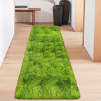 Tie-Dyed Runner Rug for Bedroom Green 2x6ft Fluffy Area Rug Bedside Runner Rug for Kids Room Boys Teens Nursery Baby Living Room Dorm Home Decor Carpets