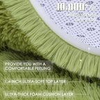 OLANLY Grass Green Round Rugs for Bedroom - Machine Washable, 5 ft Circle Area Rugs for Living Room, Soft and Fluffy Shaggy Carpet for Teen Girls and Boys, Nursery Rooms, Dorms, Home Decor Aesthetic