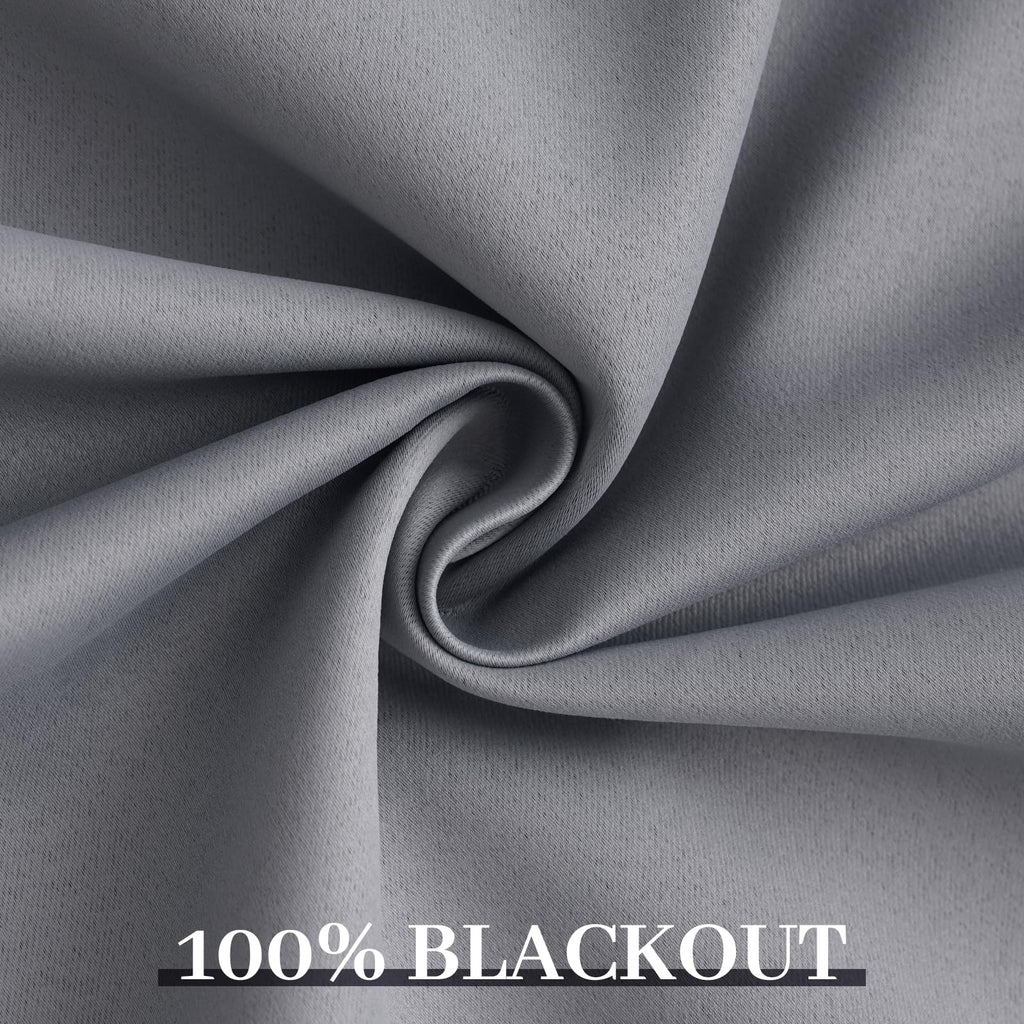 Yakamok Grey 100% Blackout Curtains 38x84 inch Long Gray Drapes-Bedroom