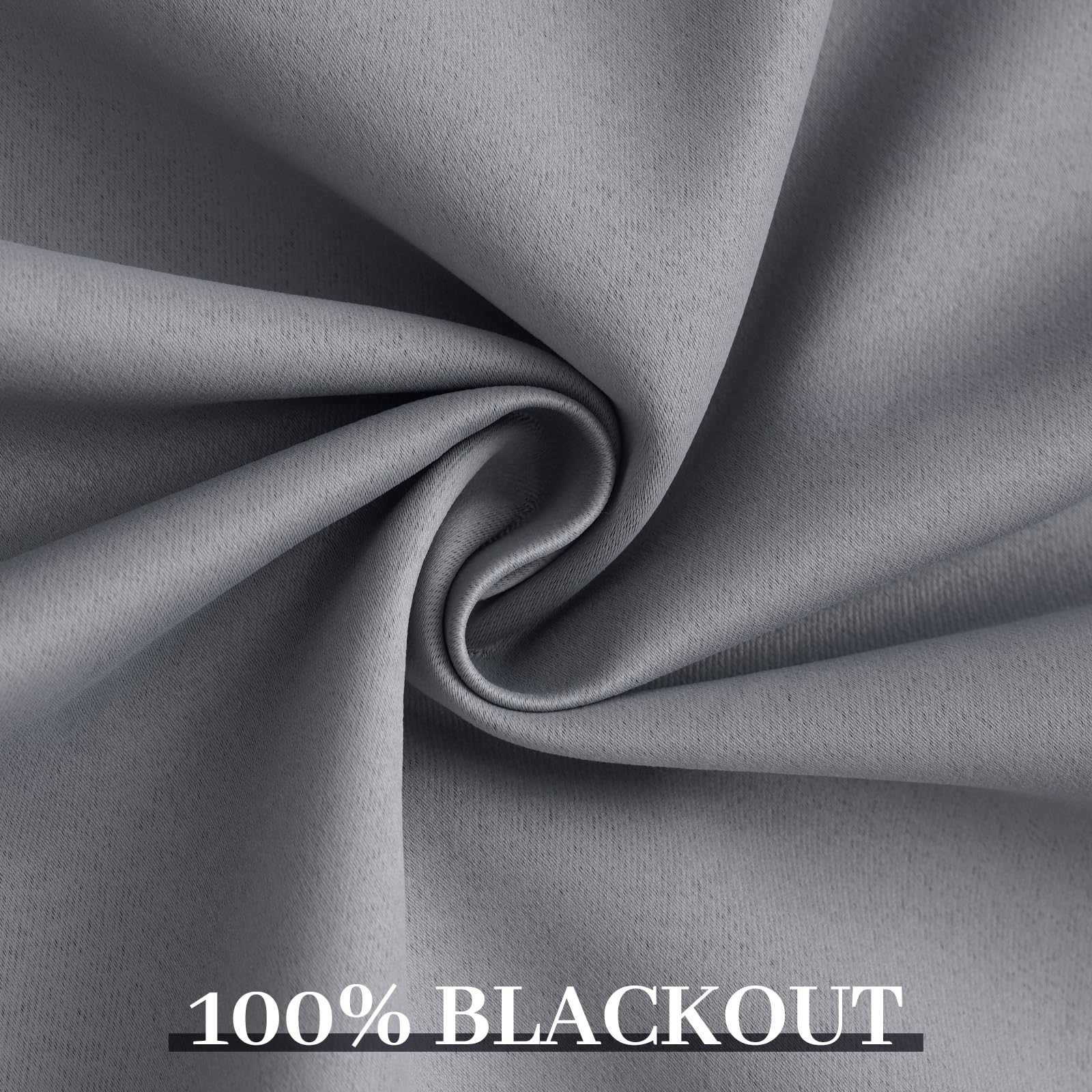 Yakamok Grey 100% Blackout Curtains 38x84 inch Long Gray Drapes-Bedroom