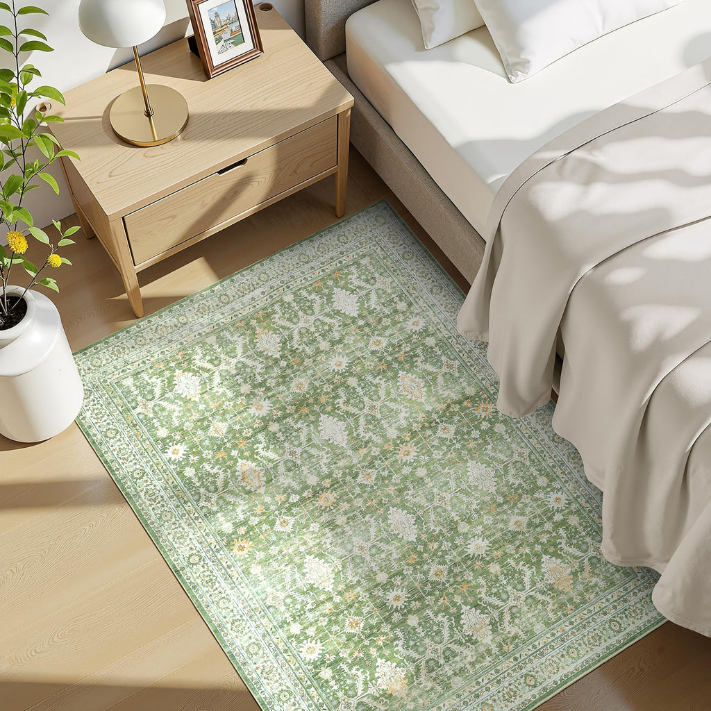 3x5 Area Rugs for Entryway, Non-Slip Washable Rug for Kitchen, Light Green