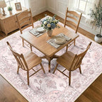 RELEANY Washable Area Rug, Square 7'x7', Pink