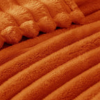 Exclusivo Mezcla California King Size Flannel Fleece Blanket, Super Soft Striped Jacquard Bed Oversized Blanket, Lightweight Fuzzy Cozy for All Seasons, 120x120 Inches, Burnt Orange