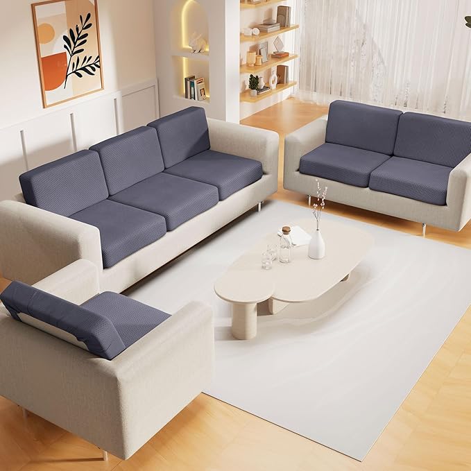 hyha Waterproof Sectional Couch Covers, Non Slip Sofa Couch Cushion Covers L Shape, Thick Stretch Jacquard Fabric, Washable Sofa Slipcovers with Elastic Bottom (1 Piece for Chaise, Middle Grey)