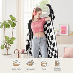Bedsure GentleSoft Checkered Twin Blanket for Couch - Super Soft Cozy & Warm Knit Throw Blanket, Breathable, Lightweight & Fluffy Plaid Blanket for Bed, Sofa, Gifts for Women Men, Black, 60x80 Inches