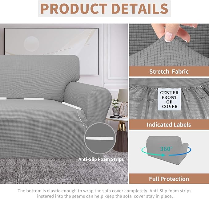 Easy-Going Waterproof Loveseat Couch Cover Stretch Jacquard Sofa Cover