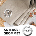 H.VERSAILTEX Linen Curtains 100% Blackout Curtains for Bedroom 90 inch Long Full Light Blocking Nature Linen Blended Window Curtains for Living Room Nickel Grommet (2 Panels, Cobblestone)