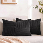 Fancy Homi 2 Packs Blush Pink Long Lumbar Decorative Throw Pillow Covers 12x24 Inch for Couch Bed Sofa, Rustic Farmhouse Boho Home Decor, Soft Striped Corduroy Rectangle Accent Cushion Case 30x60 cm