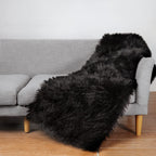 Ciicool Black Fur Fluffy Rug, 2x4 ft Small Faux Fur Rug for Bedroom