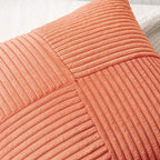 MIULEE Coral Red Decorative Throw Pillow Covers 20x20 Inch for Couch Bed Sofa Pack of 2 Boho Farmhouse Throw Pillows Soft Cross Corduroy Patchwork Textured Cushion Cases