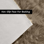 Goolela Area Rug 5x7 - Light Brown Beige - Fluffy Fuzzy Furry Carpet for Bedroom Living Room Faux Sheepskin Fur Shaggy Plush Washable Rectangle
