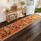 Rugcomf Runners for Hallways Kitchen Runner Rug Non Slip 2'x10' Long Washable Rugs with Rubber Backing Soft Floral Carpet Runner for Hallways, Kitchen, Laundry, Bedroom, Bathroom(Yellow)