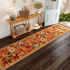 Rugcomf Runners for Hallways Kitchen Runner Rug Non Slip 2'x10' Long Washable Rugs with Rubber Backing Soft Floral Carpet Runner for Hallways, Kitchen, Laundry, Bedroom, Bathroom(Yellow)