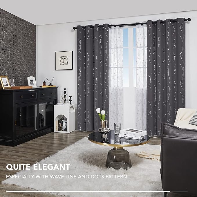 Deconovo Living Room Curtains 84 Inches Long, Blackout Curtains for Bedroom