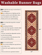 SERISSA Runner Rug for Hallways, 2'6"x8' Washable Non Slip Kitchen Runner Rug, Long Boho Rug Vintage Red Black Hallway Stair Ultra Soft Print Floor Carpet for Bedroom Bathroom Laundry Room