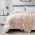 BOURINA Pink Throw Blanket 50 x70 Inch Jacquard Throw Knitted Blanket