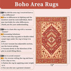 SERISSA 6x9 Area Rugs for Living Room, Large Washable Non-Slip Boho Rug, Ultra Soft Vintage Red Oriental Tribal Print Distressed Carpet for Dining Room Bedroom Dorm Office Home Decor