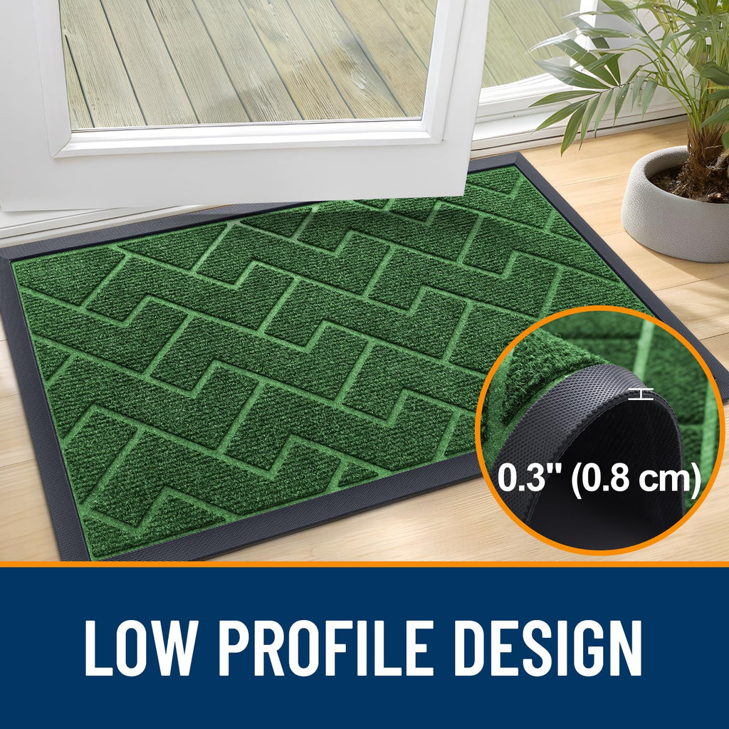 OLANLY Front Door Mat Outside 71x23, All-Season Absorbent Rubber Doormat