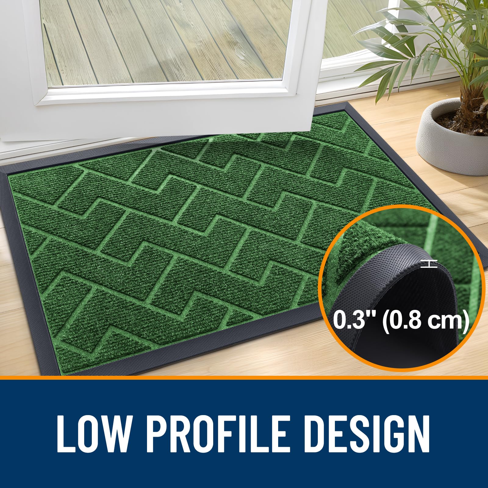 OLANLY Front Door Mat Outside 71x23, All-Season Absorbent Rubber Doormat