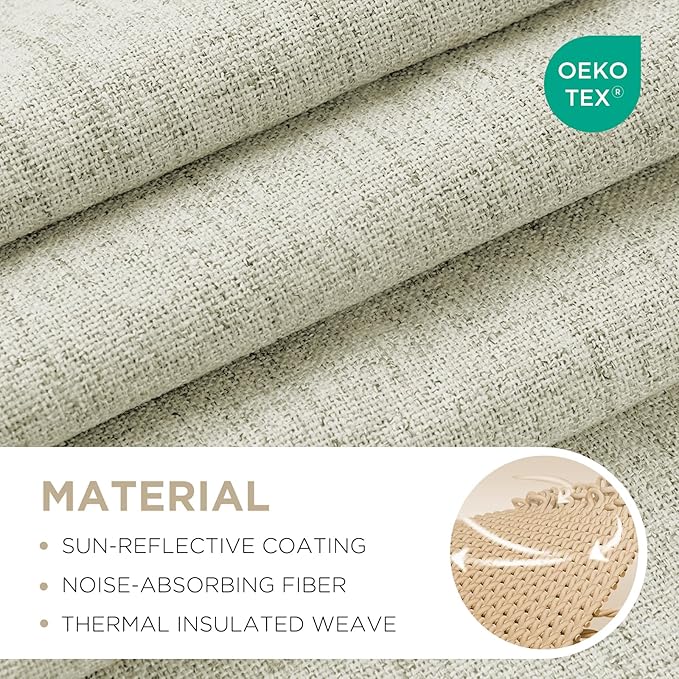 Joydeco Linen Blackout Curtains for Bedroom - 100% Light Blocking 1 Panels, Light Beige Drapes 70" W x 96" L, Thermal Insulated Room Darkening Curtains for Living Room, Rod Pocket & Back Tabs