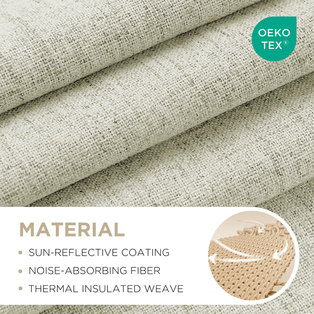 Joydeco Linen Blackout Curtains for Bedroom - 100% Light Blocking 1 Panels, Light Beige Drapes 100" W x 90" L, Thermal Insulated Room Darkening Curtains for Living Room, Rod Pocket & Back Tabs