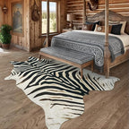 AROGAN Western Faux Fur Zebra Rug, 8 x 10 Feet Premium Animal Skin Print Rug, Sturdy Faux Zebra Hide Rugs for Wall Decor, Western Floor Carpet for Bedroom Living Room, Black