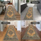 HEBE Hallway Runner Rug 2'x8' Washable Vintage Distressed Area Rugs Non Slip Laundry Rug Runner Boho Floor Carpet Runners for Hallways Entryway Laundry Room Kitchen Bathroom