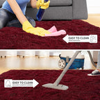 Tepook Fluffy Burgundy Rugs for Living Room, 6x9 Dark Red Area Rug for Bedroom, Soft Shaggy Plush Floor Carpet for Kids Girls Boys Room, Indoor Non Slip and Washable Carpets for Nursery Home Decor