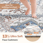 OPPODREAM Soft Area Rugs 6x9, Persian-Inspired Washable Rug, Cream White & Blue