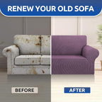 KEKUOU Stretch Oversized Couch Covers for Sofa Slipcover,Dark Purple