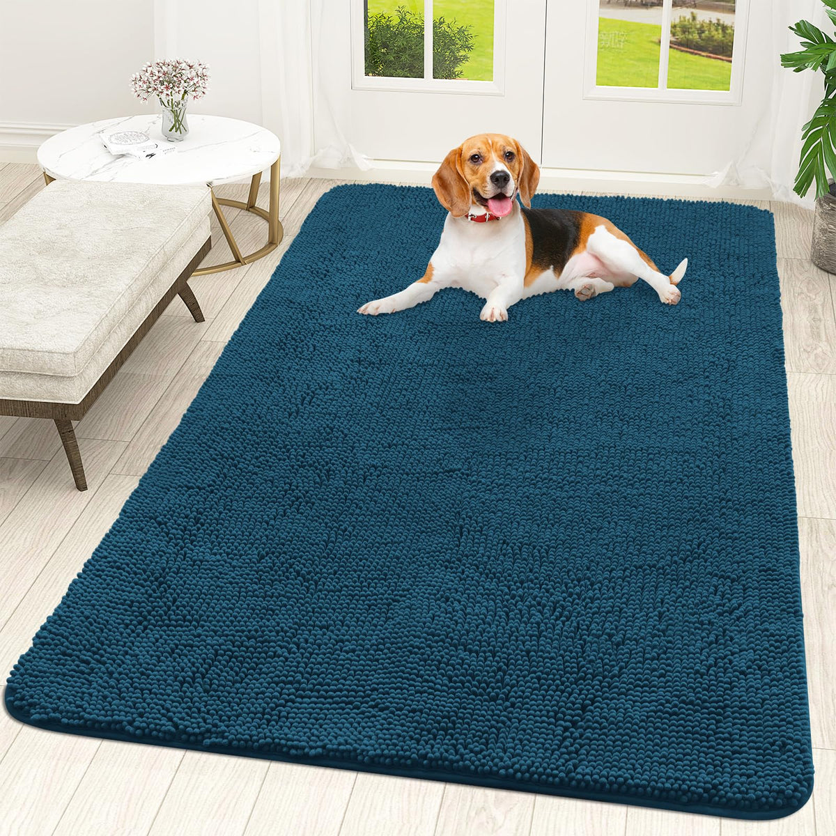 OLANLY Dog Door Mat for Muddy Paws 70x46, Super Absorbent Chenille Mud Mat