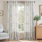 jinchan Vintage Floral Linen Curtains 96 Long for Living Room 2 Panels