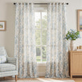 jinchan Vintage Floral Linen Curtains 90 Long for Living Room 2 Panels