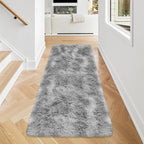 Super Soft Fluffy Living Room Area Rug 2x5 ft Tie-Dyed Light Grey Shaggy Furry Carpet Washable Non-Slip Floor Rugs Bedroom Bedside Nursery Rug Fuzzy Boys Girls Dorm Home Decor Aesthetic