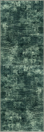 IOHOUZE Abstract Runner Rug 2x6 Ft Washable Runners for Hallways, Non Slip Kitchen Runner Printed Faux Wool Entryway Runner Indoor, Modern Abstract Floor Carpet for Hall Kitchen Bedroom, Dark Green