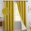 Yakamok Mustard Yellow Linen Textured Curtains 84 Inches Long for Bedroom