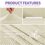 ZNSAYOTX Oversized Super Stretch Couch Cover (92"-115"), New Striped Sofa Covers Comfortable & Durable, Dog Cat Pets Friendly Extra Large Spandex Sofa Slipcovers (Beige, XL Sofa)