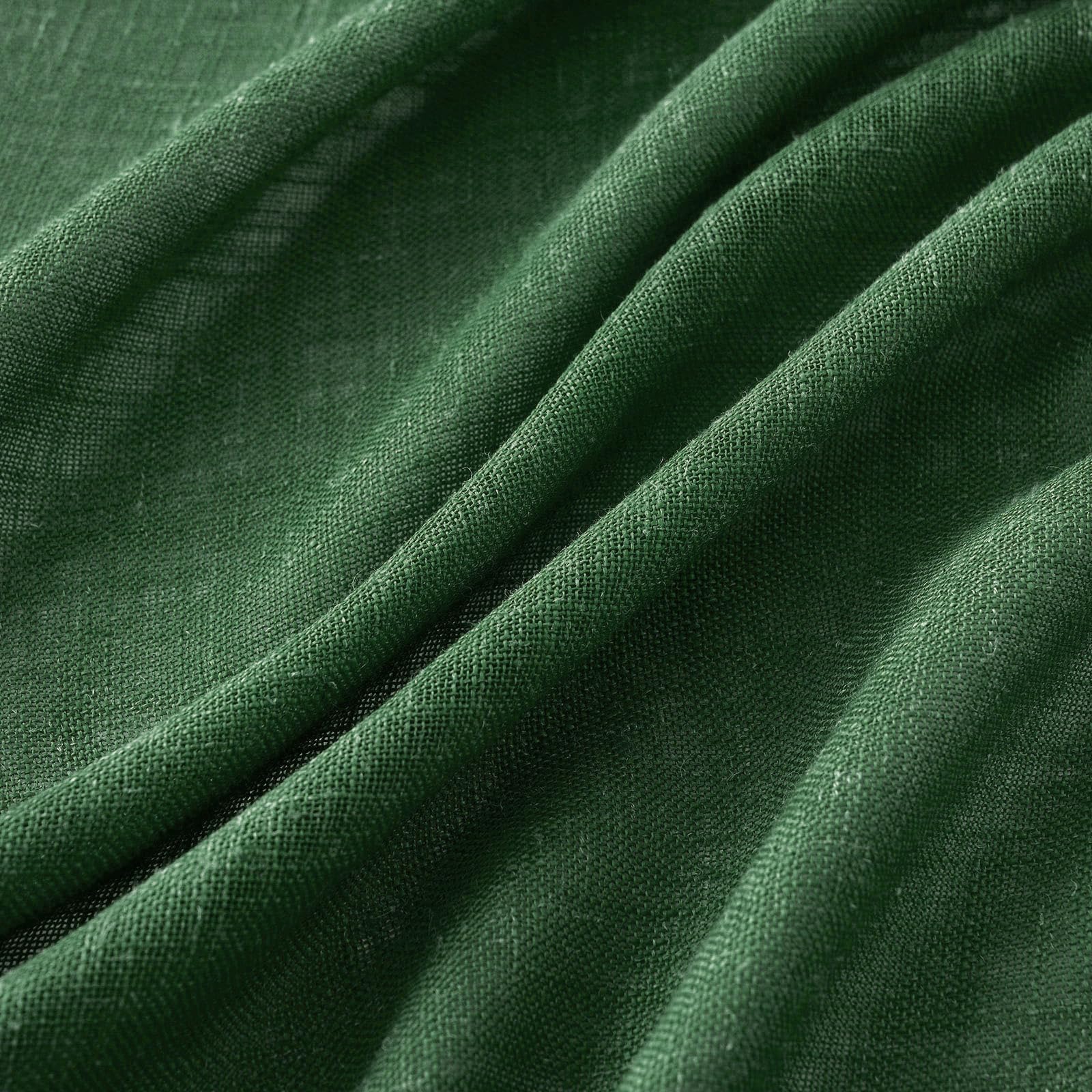 MIULEE Emerald Green Linen Curtains 52x84 Inch Long for Bedroom Living Room