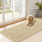 OLANLY Dog Door Mat for Muddy Paws 47x20, Absorbs Moisture and Dirt, Absorbent Non-Slip Washable Doormat, Quick Dry Chenille Mud Mat for Dogs, Entry Indoor Entryway Carpet for Inside Floor, Sand