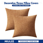 MIULEE Soft Chenille Euro Throw Pillow Covers Brown 24x24 Inch Pack of 2