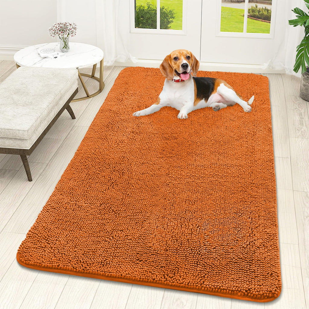OLANLY Dog Door Mat for Muddy Paws 59x32, Super Absorbent Chenille Mud Mat