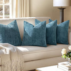 MIULEE Pack of 4 Couch Throw Pillow Covers 20x20 Inch Smoke Blue Soft Decorative Chenille Pillow Covers Farmhouse Accent Cushion Covers for Boho Spring Home Decor Sofa Bedroom Living Room