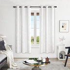 Deconovo White Curtains 72 Inches Long, Room Darkening Curtain, Thermal Insulated Soundproof Drapes, Silver Print, Grommet Top, Light Blocking Window Panels for Living Room Bedroom Nursery, Set of 2