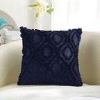 decorUhome Summer Throw Pillow Covers 24x24 Inch Set of 2, Soft Plush Faux Wool Navy Blue Solid Couch Pillow Covers, Accent Euro Sham Farmhouse Neutral Square Pillow Cases for Sofa Bed Living Room