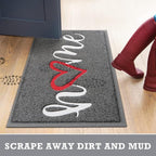 CozyBounty Black Door Mat Welcome Mats Home Non-Slip Doormat for Entryway Low-Profile Floor Mat for Yard, Garage, High Traffic Areas (32"x20", Grey)