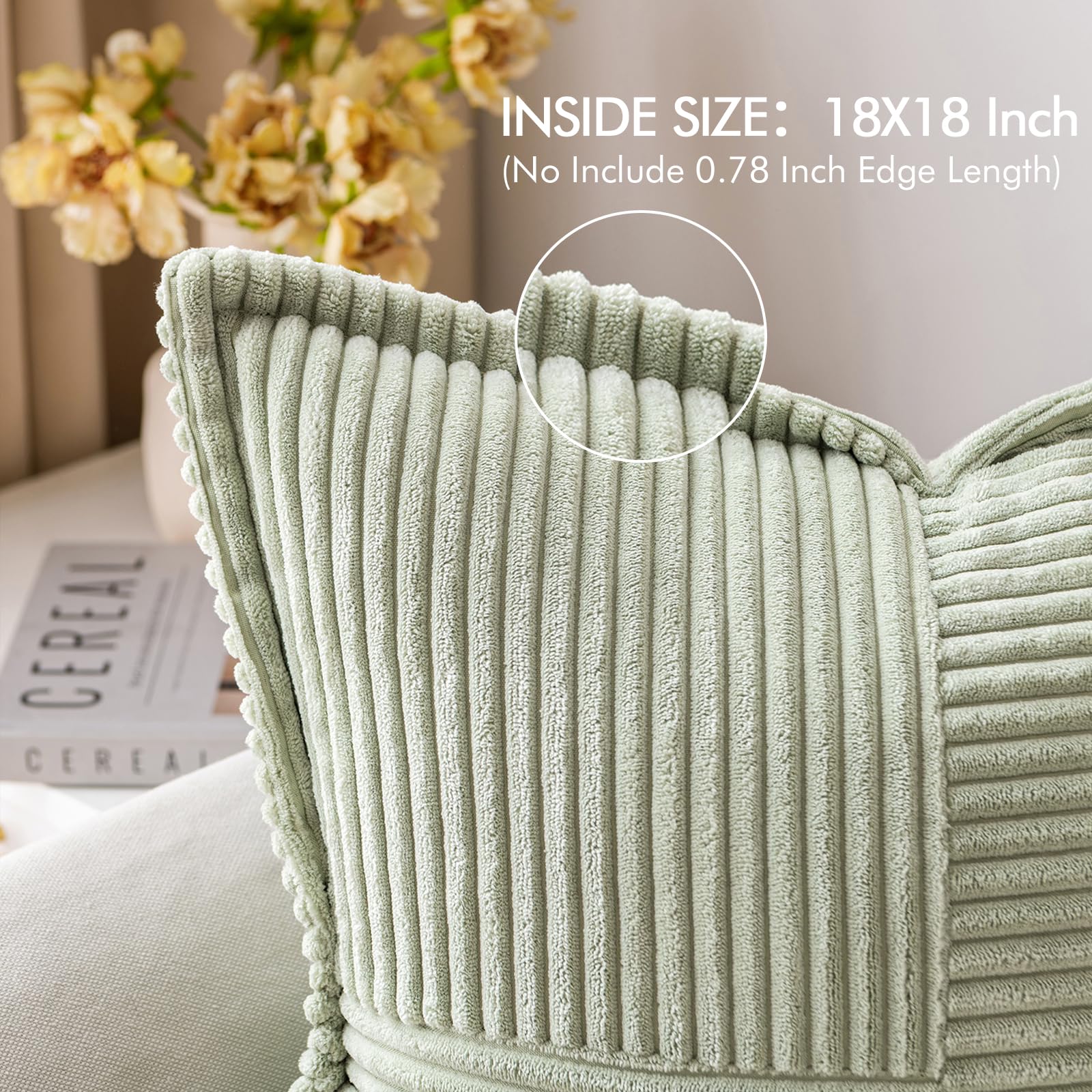 MIULEE Decorative Throw Pillow Covers for Couch 18x18 Inch Light Green